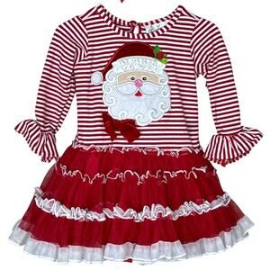 Rare Editions Christmas Santa Red White Stripe Tutu Dress Size 18 Month